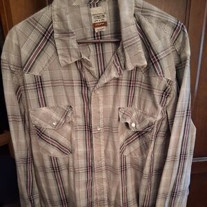Men's Levis Gray Plaid Snap Shirt